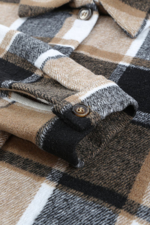 Exclusive Casual Print Buttoned Plaid Shacket