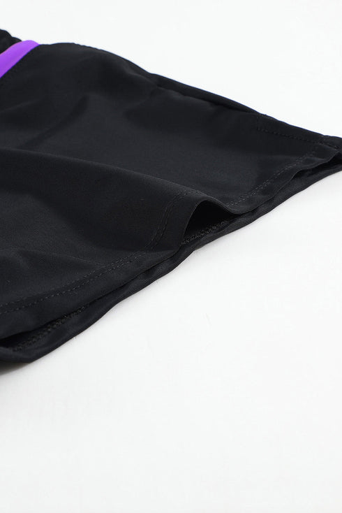 Contrast Waistband Tie Front Swim Shorts