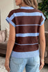 Striped Color Block Sleeveless Round Neck Sweater Vest