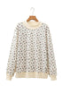 Ribbed Mock Neck Floral Print Sweatshirt