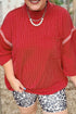 Twist Ribbed Tunic Round Neck Bracelet Sleeve Top