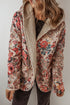 Bohemian Floral Print Sherpa Lined Fleece Hooded Jacket