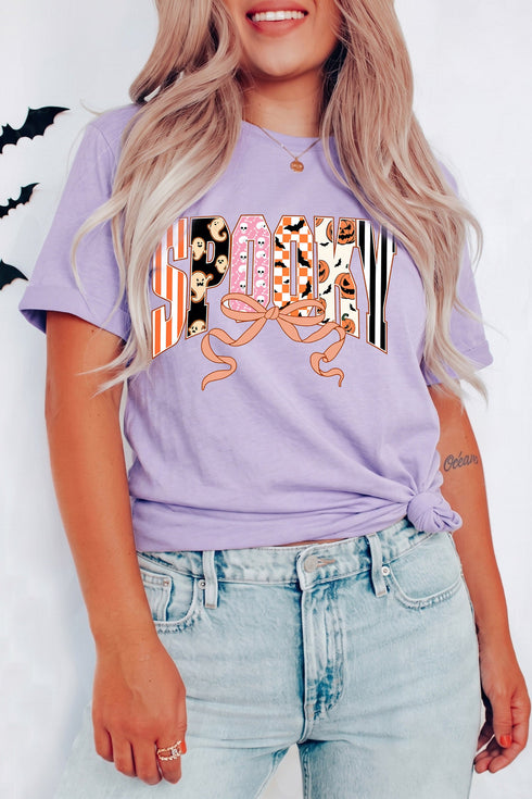 Polyester Cotton Letter Print Round Neck Tee