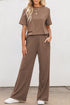 Casual Solid T Shirt Wide Leg Pant Set