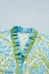 Botanical Floral Print Frilled Trim V Neck Button Front Dress
