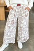 Polyester Floral Camo Print Trim Loose Pants