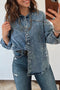 Western Long Sleeve Shirt Collar Tunic Denim Jacket