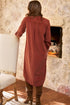 Long Sleeve Button Down Corduroy Midi Dress