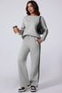 Double Stripe Crew Neck Relaxed Two Piece Set