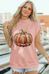 Rugby Pumpkin Graphic Mock Neck Cap Sleeve Tee