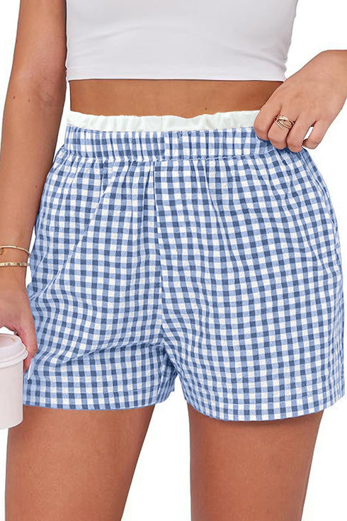 Southern Belle Plaid Print Tailored Edge Trim Shorts