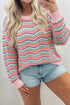 Chevron Striped Zigzag Pattern Drop Shoulder Sweater