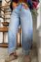 Raw Hem Turnup Loose Ankle Length Barrel Jeans