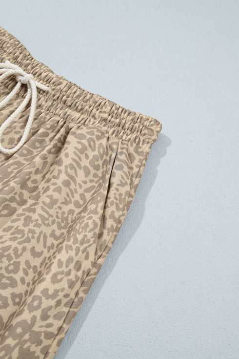 Beaded Leopard Star Applique Long Sleeve Loose Pant Set
