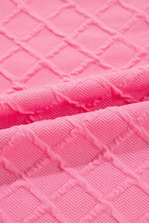 Textured Checkered Tee And Drawstring Short Sets