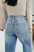Distressed Tummy Control Raw Hem Stretch Denim Jeans