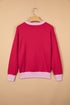 Drop Shoulder Round Neck Letter Print Sweater