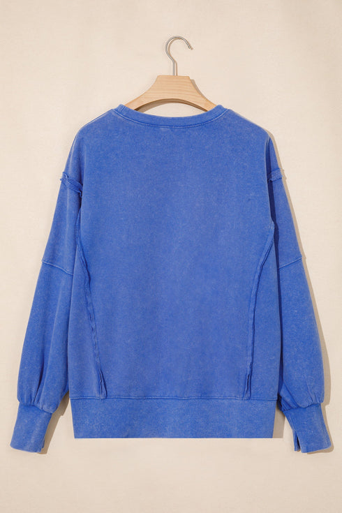 Split Hem Loose Silhouette Washed Tunic Sweatshirt