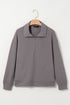 Waffle Textured Collar Half Zip Pocketed Drop Shoulder Sweatshirt