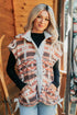 Geometric Print Fleece Metal Button Placket Shift Silhouette Vest