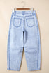 Cotton Polyester Denim Pull On Barrel Jeans