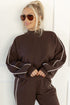 Piping Trim Mock Neck Relaxed Pullover Pant Set