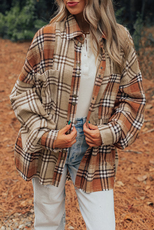 Western Patchwork High Low Plaid Shacket