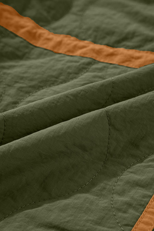 Chic Spliced Print Quilted Drawstring Jacket