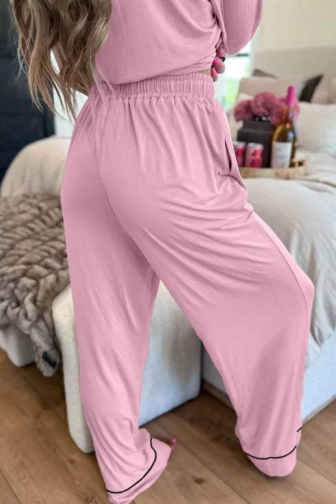 Patchwork Long Sleeve Two Piece Lounge Set