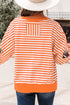 Striped Sequined Rugby Graphic Raw Seam Loose Long Sleeve Tee