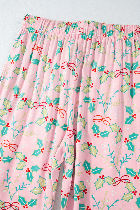 Floral Print Wide Leg Southern Belle Christmas Sleepwear