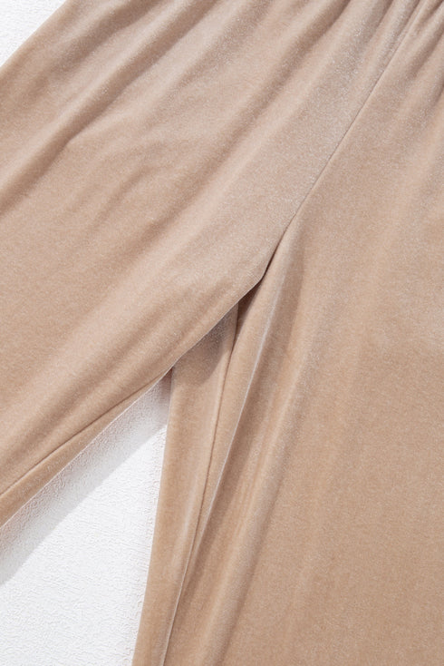 Plush Velvet Zipped Top And Jogger Pant Set