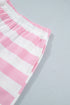 Striped Patchwork Zipper Pullover Elastic Waist Shorts Two Piece Short Set
