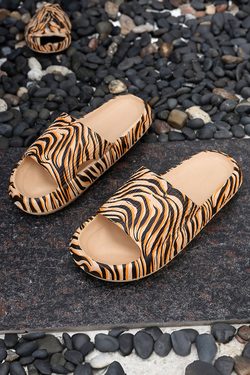 Graphic Tiger Print Hollow Out Detail Slipper
