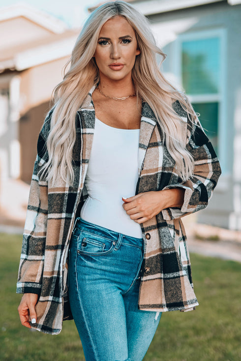 Exclusive Casual Print Buttoned Plaid Shacket