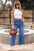 Cropped High Rise Wide Leg Stretch Denim Jeans
