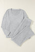Ribbed Knit Wide Leg Slouchy Two Piece Loungewear