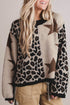 Leopard Star Pattern Round Neck Long Sleeve Shift Sweater
