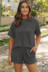 Corded Ribbed Knit Loose Fit Tee And Short Set