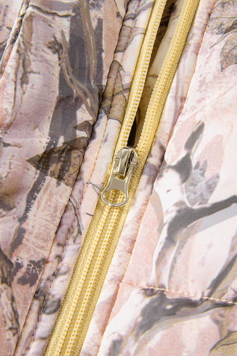 Camouflage Leaf Print Quilted Puffer Layering Vest