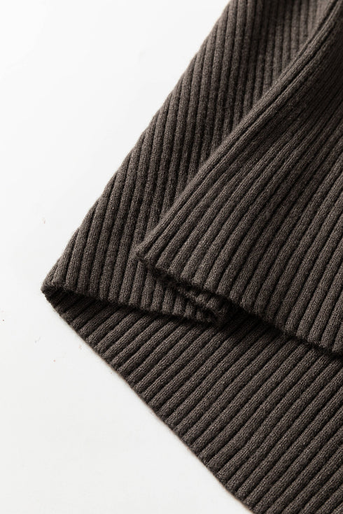 Western Ribbed Knit High Neck Slim Fit Sweater Vest
