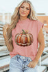 Rugby Pumpkin Graphic Mock Neck Cap Sleeve Tee