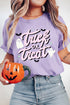 Polyester Cotton Slogan Graphic Round Neck Tee