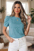 Mineral Wash Western Embroidered Puff Sleeve Cotton Tee