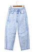 Cotton Polyester Denim Pull On Barrel Jeans