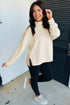 Statement Leopard Detail Mock Neck Split Hem Top