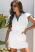 Contrast Trim Edge Cap Sleeve Collared Two Piece Dress