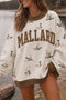 Mallard Letter Print Western Baggy Pullover Sweatshirt