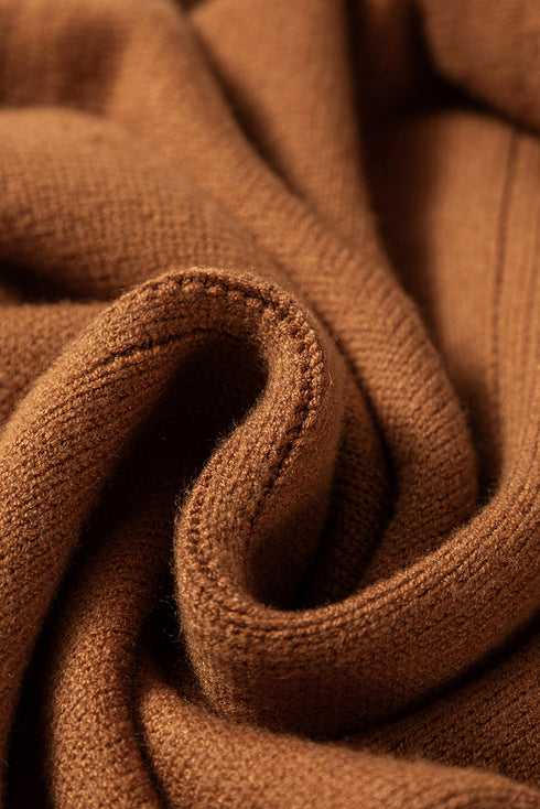 Mock Neck Exposed Seam Ribbed Cuff Sweater Dress