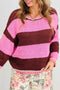 Striped Drop Shoulder Long Sleeve Pullover Knit Sweater